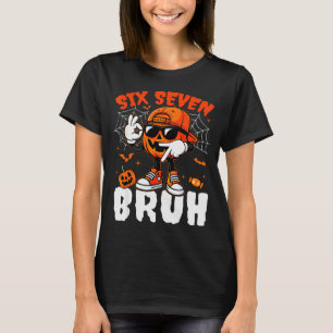 Grappige Zes Zeven Meme Brainrot Pompoen Kinderen T-shirt