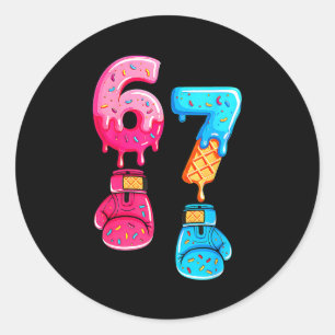 Grappige Zes Zeven Meme Ijs Drip 67 Boksen  Ronde Sticker