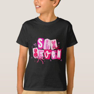 Grappige zes zeven Valentijn Coquette Boog Meisje  T-shirt