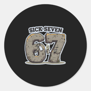 Grappige Zieke Zeven 67 Meme Kostuum Niezen Verkou Ronde Sticker