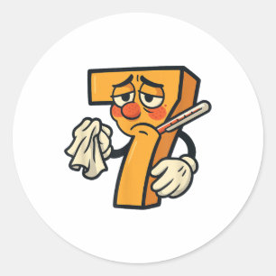 Grappige Zieke Zeven Kostuum 7_1 Ronde Sticker