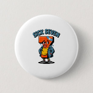 Grappige Zieke Zeven Meme Zes Zeven Woordspeling H Ronde Button 5,7 Cm
