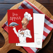 Grappige Zingende Chef op Rood Briefkaart