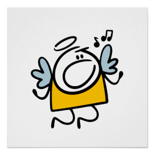 Grappige zingende engel perfect poster