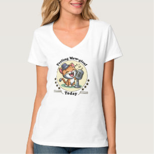 Grappige zingende kat t-shirt