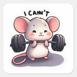 GRAPPIGE ZOETE MUIS MET GEWICHTEN VIERKANTE STICKER