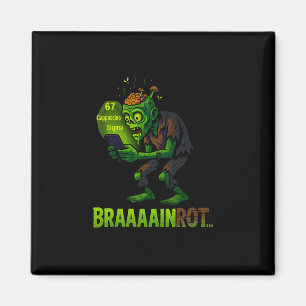 Grappige Zombie Brainrot Meme 6 7 Halloween Jongen Magneet