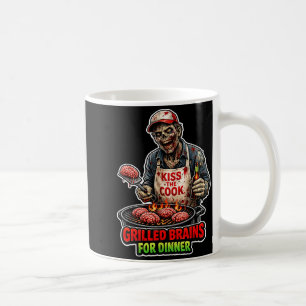 Grappige Zombie Chef Gegrilde Hersenen Horror Bbq Koffiemok