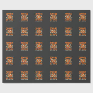 Grappige Zombie Eet Hersenen Halloween Vector Ontw Cadeaupapier