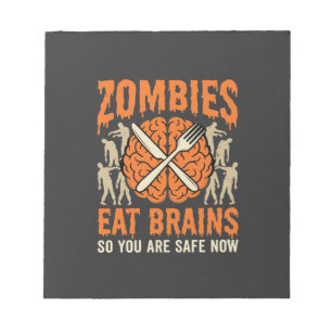 Grappige Zombie Eet Hersenen Halloween Vector Ontw Notitieblok