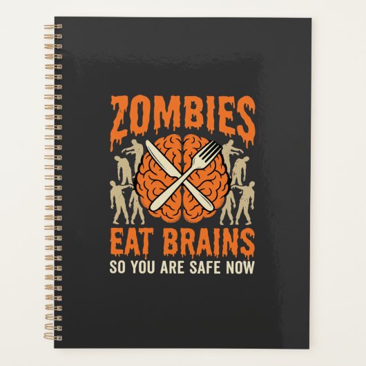Grappige Zombie Eet Hersenen Halloween Vector Ontw Planner (Voorkant)