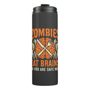 Grappige Zombie Eet Hersenen Halloween Vector Ontw Thermosbeker