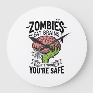 Grappige Zombie Eet Hersenen Je Bent Veilig Hallow Grote Klok