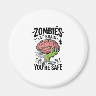 Grappige Zombie Eet Hersenen Je Bent Veilig Hallow Magneet