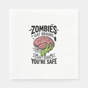 Grappige Zombie Eet Hersenen Je Bent Veilig Hallow Servet