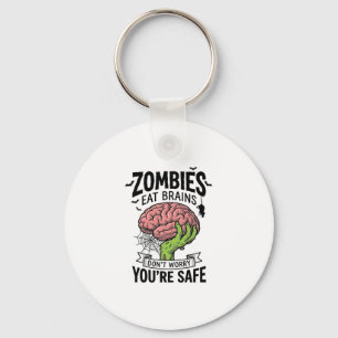 Grappige Zombie Eet Hersenen Je Bent Veilig Hallow Sleutelhanger