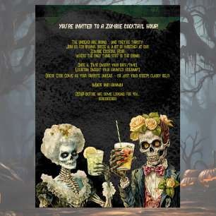 Grappige Zombie Halloween Cocktail Party Uitnodigi Kaart