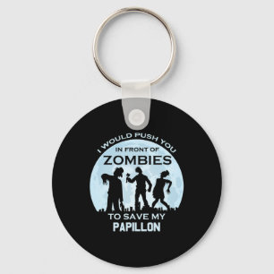 Grappige Zombie Halloween Pet Papillon Sleutelhanger