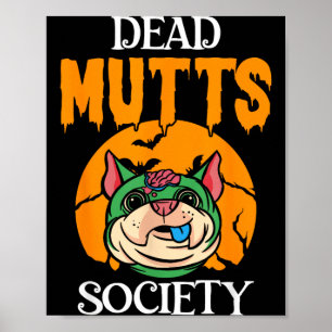 Grappige Zombie Hond Liefhebber Hersenen Halloween Poster
