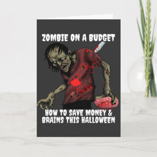 Grappige Zombie Op Een Budget Halloween Kaart
