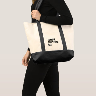 Grappige ZOMBIE OVERLEVINGSKIT Tote Bag