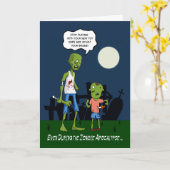 Grappige zombie vader en zoon voor vaderdag kaart (Gele Bloem)