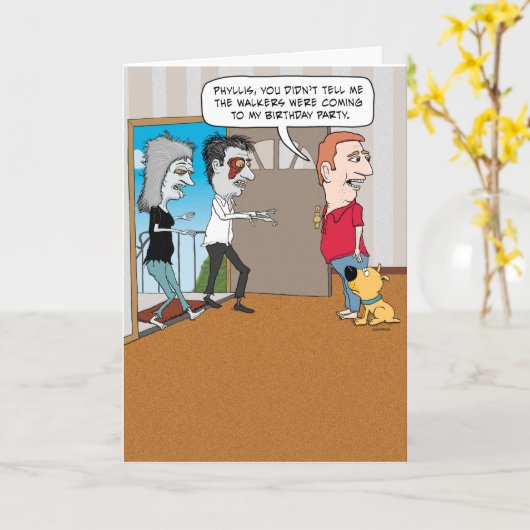 Grappige Zombie Walkers Verjaardag Kaart (Gele Bloem)