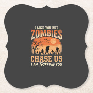 Grappige zombies Halloween achtervolgen ons ontwer Kartonnen Onderzetters