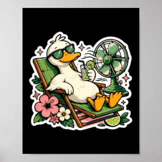 Grappige zomer eend ontspannende vakantiestemming poster