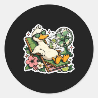 Grappige zomer eend ontspannende vakantiestemming ronde sticker