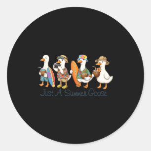 Grappige zomer gans strand eend surf vakantie scha ronde sticker
