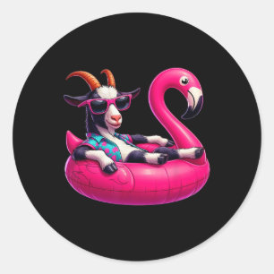 Grappige zomer geit roze zwembadfeest Hawaiaanse z Ronde Sticker