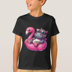 Grappige Zomer Nijlpaard Roze Zwembad Feestje Hawa T-shirt