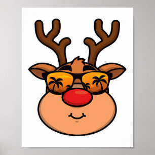 Grappige zomer rendier kerst in juli vrouwen manne poster