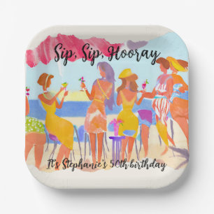 Grappige zomer strand cocktail vrouwen 50ste verja papieren bordje
