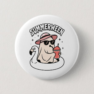 Grappige Zomer tussen Ghost Pink Drijvend in Flami Ronde Button 5,7 Cm