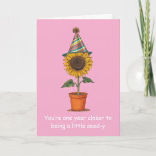 Grappige Zonnebloem Verjaardag Zaad-achtige Humor Kaart