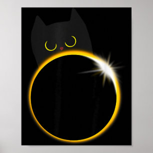 Grappige Zonsverduistering Zwarte Kat Liefhebber Poster
