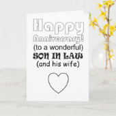 Grappige zoon in de wet en dochter trouwdag kaart (Gele Bloem)