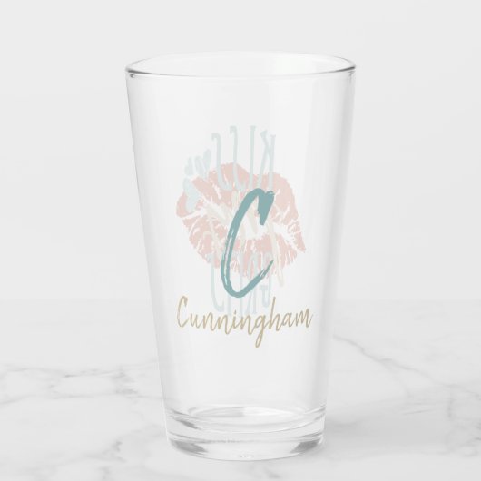 Grappige Zuid-Gezegden Kiss My Grits Typography Glas (Achterkant)