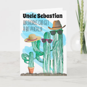 Grappige Zuidwestelijke Aquarel Cactus Naam Sjablo Feestdagen Kaart