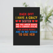 Grappige zus citaat bedankkaart (Staand voorkant)