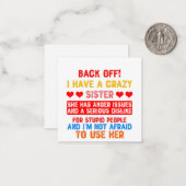 Grappige Zus Zeggen Notitiekaartje (Voorkant / Achterkant in situ)