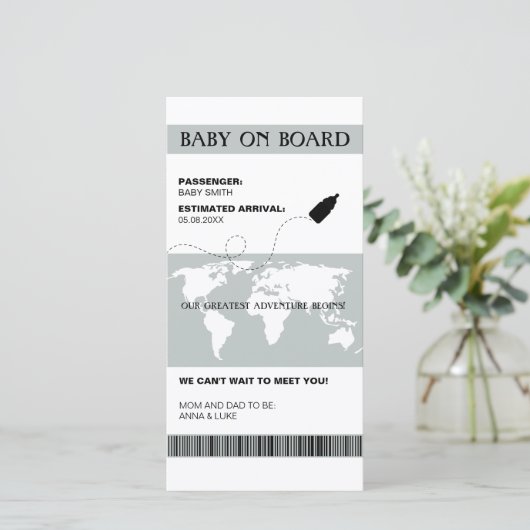 Grappige zwangerschap aankondiging boarding pass s (Staand voorkant)