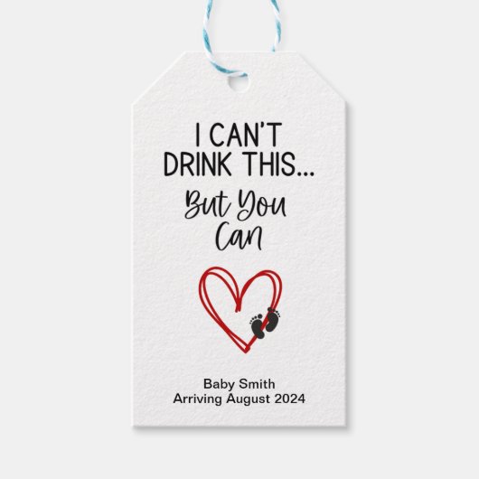 Grappige zwangerschapsaankondiging gepersonaliseer cadeaulabel (Voorkant)