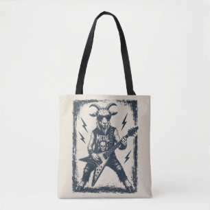 Grappige Zware Metalen Geit Vintage Rock Illustrat Draagtas