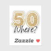 Grappige Zwart & Goud Glitter 50 Waar 50ste Verjaa Sticker (Vel)