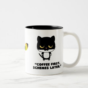 Grappige zwart-wit kat koffiemok  tweekleurige koffiemok
