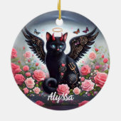 Grappige zwarte demon en engel kat keramisch ornament (Achterkant)