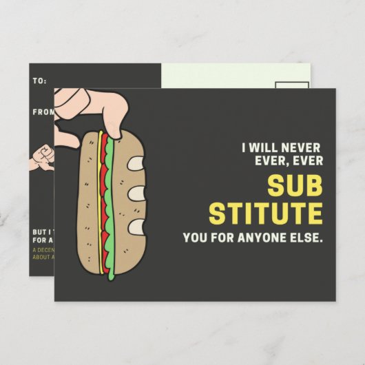 Grappige zwarte en gele sandwich briefkaart (Voorkant / Achterkant)